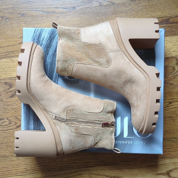 JLO Jennifer Lopez Emalee Bootie Chunky Platform Boot Women's Size 10 In Cashew - Picture 4 of 16